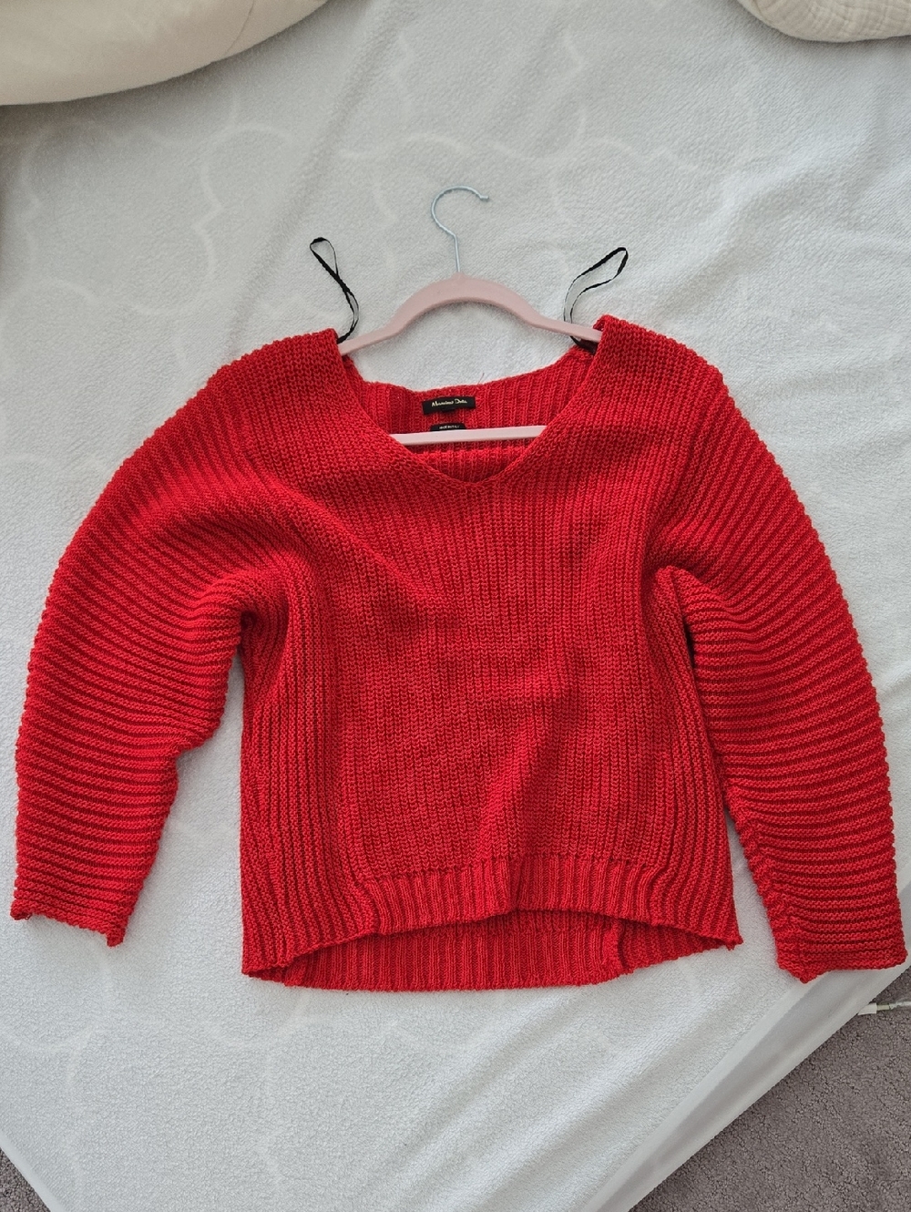 Massimo Dutti Red Cotton Sweater Size SMALL Like New